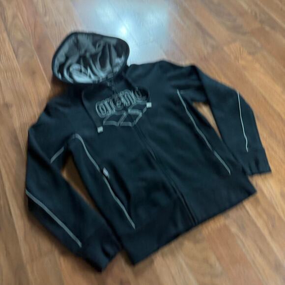 Vintage VTG Y2K Arena Black Full Zip Hooded Sweatshirt - Picture 6 of 8